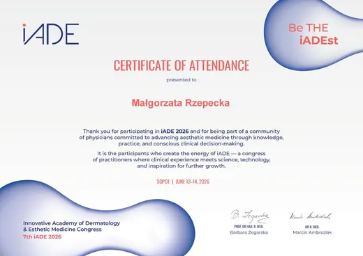iADE Congress 2026, Sopot: certyfikat uczestnictwa